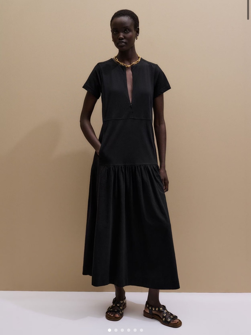 ME+EM A Line Tiered Maxi Dress Black 4